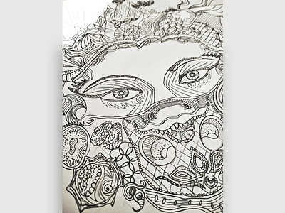 Mask art design doodle eyes mask paper pen psychedelic sketch