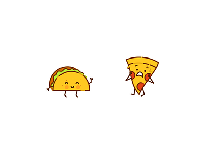 Taco and Pizza art emoji flat food happy icon illustration pizza surprised taco vector