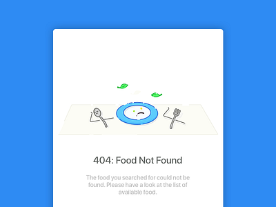 404 - Food not found 404 app design error found icon lost missing page ui vector web