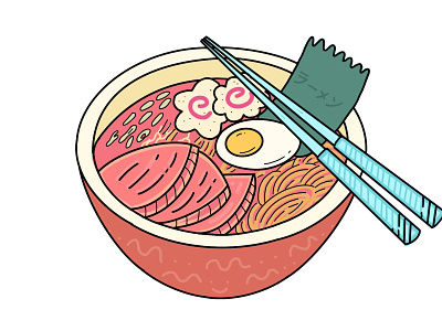 Spicy Ramen Bowl design icon illustration minimal vector web