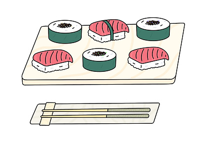 Sushi Therapy app art design flat food icon illustration japanese lineart minimal sushi vector web