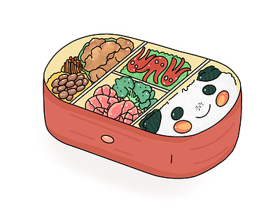 Karaage Bento app art bento bentobox design food icon illustration japanese minimal vector