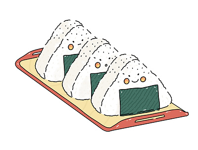 Onigiri art design flat food icon illustration japanese line minimal onigiri ui vector