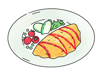 Omurice design food icon illustration japan japanese minimal omurice vector