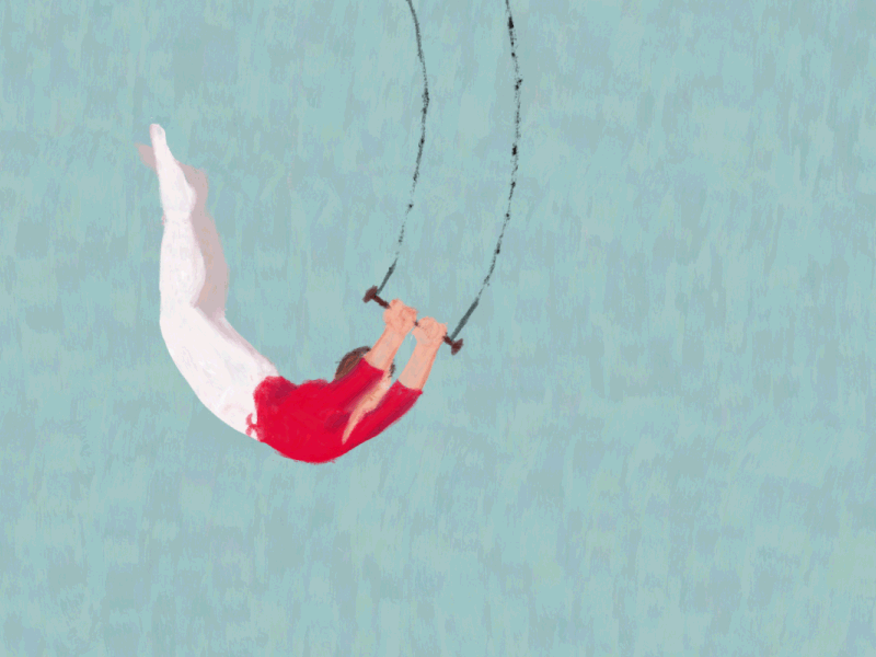 Flying Acrobat acrobat animation character design circus gif illustration loop oil painting