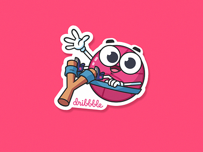 Dribbble ball basket character cute dribbble illustration sticker stickermule vector