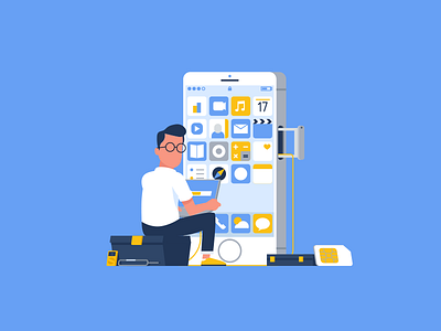 IOS Developer characterdesign corporate developer flat illustration ios iphone phone vector