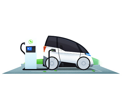 electric car 2d automotive car charge electric car flat illustration vector