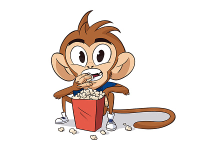 Social Ape ape cartoon character characterdesign characterdevelopment illustration monkey popcorn