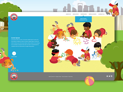 Parallax scroll website illustrations nursery school vector art