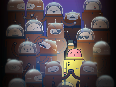 Dribbble Holiday2012 astronauts bears high five space