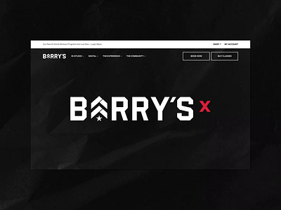 Barry's X Landing Page animation design ui web