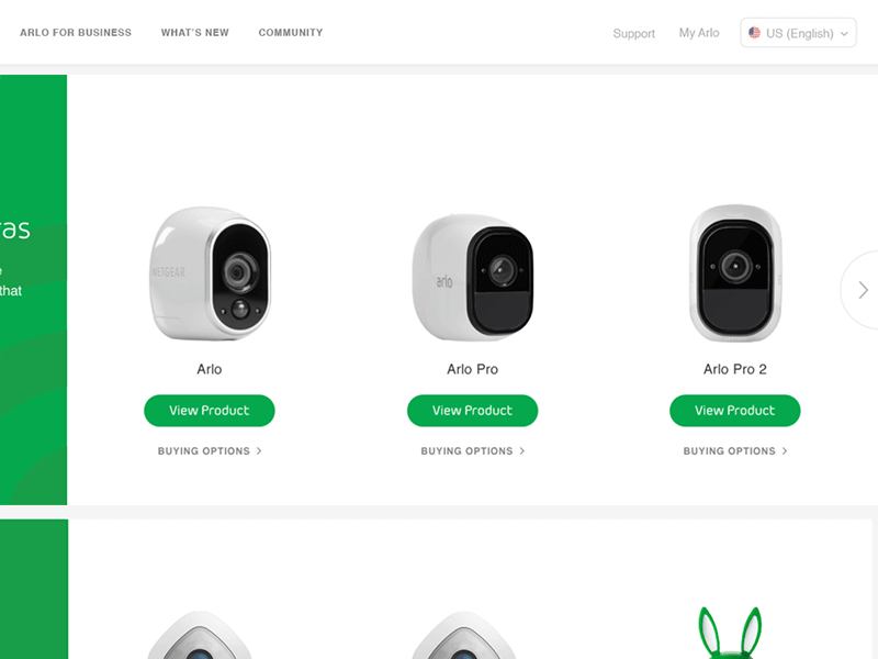 Product Landing Page for Arlo interface products responsive scalability shop ui ux website