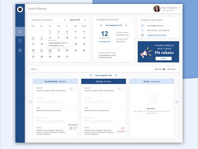 Diet caterings management - customer dashboard