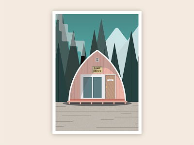 Camp Cabin Print adventure cabin illustration illustrator landscape nature outdoors print summer camp texture vector woods