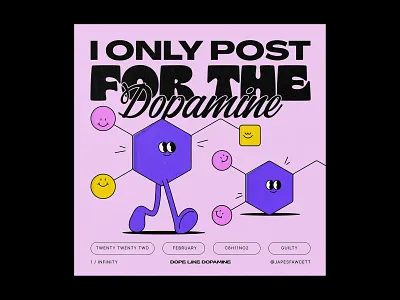 I Only Post for the Dopamine algorithm blob charcter design cute dailydrawing design doodle illustration instagram minimal motivation poster social media sticker