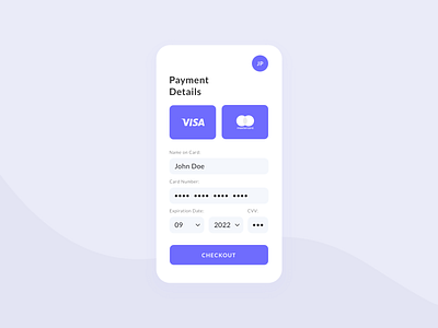 Daily UI 002 app branding cards checkout clean daily ui challange dailyui design flat menu minimal mobile payment ui ux vector web