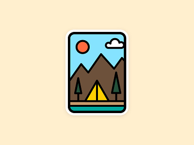 Camping Badge badge camping clean design flat forest hiking identity illustration illustrator lake maine minimal mountains outdoors patch vector woods