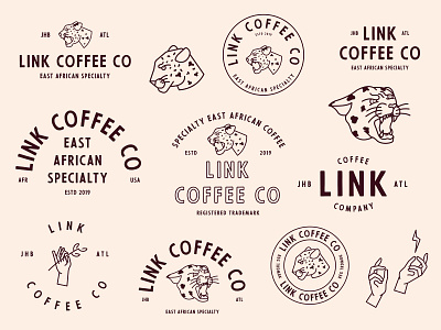 Coffee Branding Exploration art book badge branding coffee design hand drawn hands identity illustration leopard lettering lockup logo marks minimal monogram tattoo vector vintage