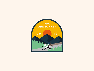 One Tonner Cycle Tour artwork badge badge logo bicycle branding cycling graphic identity identity branding illustration illustration art mountain outdoors patch