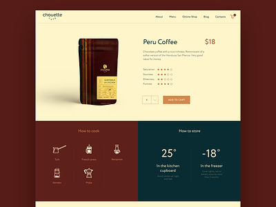 Product Page for Chouette Cafe cafe cart coffee description design e commerce product ui ux web