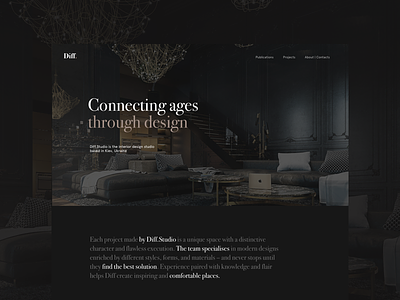 Diff Studio Homepage dark homepage interior design minimalism typography uxui web