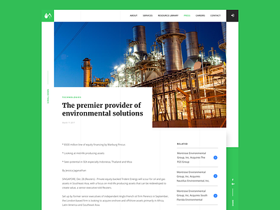 Montrose Article page design energy environment green promo slider uxui web