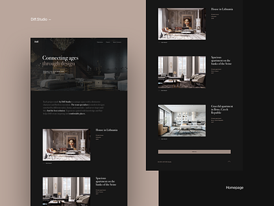 Diff.Studio Full Homepage dark homepage interior design minimalism typography uxui web