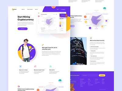 HoneyMiner Landing page 2019 business concept crypto exchange crypto wallet illustration landing page ui user experience userinterface ux website website design