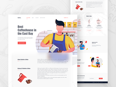 Adelles Coffee Shop agency animation coffee coffee app coffee shop concept curve illustration ironsketch landing page ui user interface ux ux design vector website