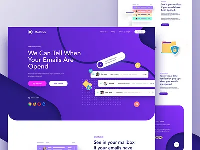 Mailtrick - Landing page app color concept design email email campaign illustration ironsketch landing page mail tracker typography ui user interface ux ux design website