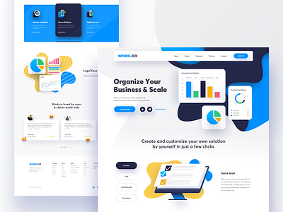 Work.co Landing page 2019 app design app landing page business concept crms dashboard illustration landing page landing page concept tasks management systems ui user interface user interface design ux design website