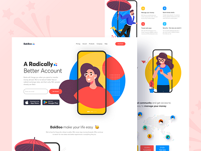 Bakboo Landing Page app landing page concept illustration landing page design product landing page ui user experiance user interface ux ux design vector website design