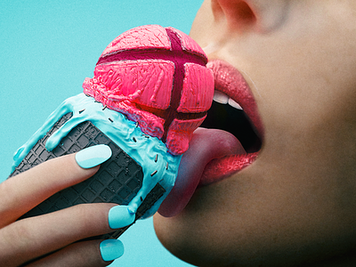 Lick' it 3Dribbble 3d blender 3d girl ice cream illustration lick logo
