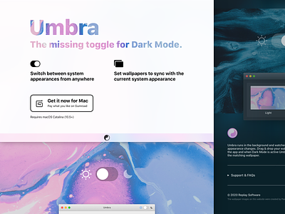 Umbra Website app dark theme marketing umbra