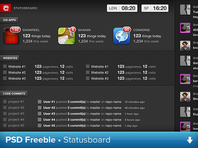 PSD Freebie • Statusboard board freebie psd riot status template