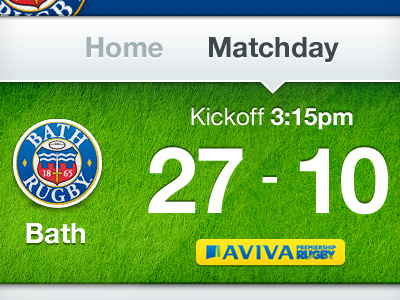 Matchday bath bath rugby ios iphone mockup personal project ui