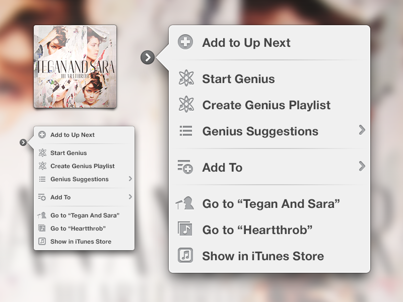iTunes Popover Freebie freebie release retina itunes popover mac icons tegan and sara