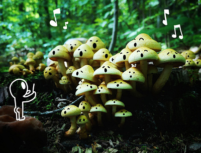 Forest Orchestra character design creepy cute female artist forest illustration mushroom mushrooms naive naive art naive style orchestra photography pictures procreate procreate art shroom shrooms sing singing