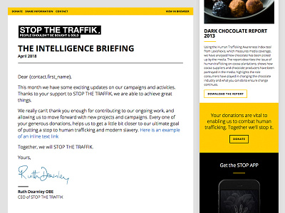 STOP THE TRAFFIK - Email Templates black charity clean email fab4 human trafficking marketing minimal modern responsive typography yellow