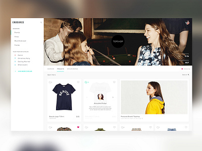 Fixed Side Menu Brand Page commerce fashion menu product profile shop store ui