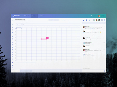 Powwow - a cloud based planning and collaboration app app chat collaboration conversation numbers sheets slack spreadsheets ui ux webapp website