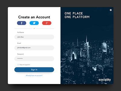 Sign in page by Kaejon Misuraca on Dribbble