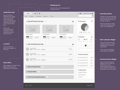 Hi-Fi Wireframe - Enterprise LMS Learner Home Page