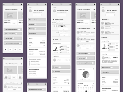 Hi-Fi Wireframe Learner Home Page Mobile screens