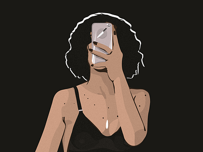 Selfie Killer art artwork beautiful black design drawing emotions girl illustration ink line art model naked nude portrait vector
