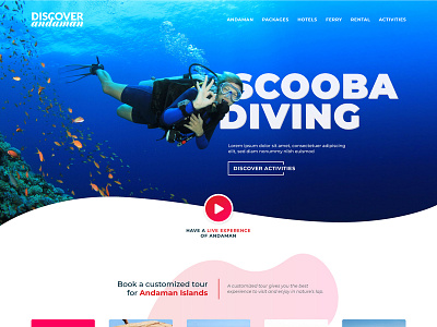 Discover Andaman - Travel & Tourism branding design flat fluid design landing page logo minimal travel torism travel agency typography vector web web design website