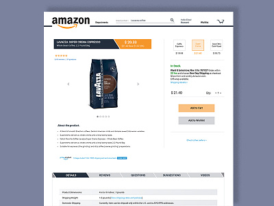 Amazon – Product Page Redesign amazon navigation redesign ui ux web website