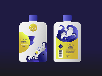 Luna | Bath Oil Packaging art artwork box brand branding design graphic design illustration illustrator logo logo design octopus package package design packaging packaging box vector vector art