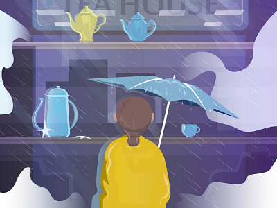 Rainy Day 2d art artwork character design digital art digital illustration flat girl girl character graphic design illustration illustrator purple rain sad umbrella vector vector art